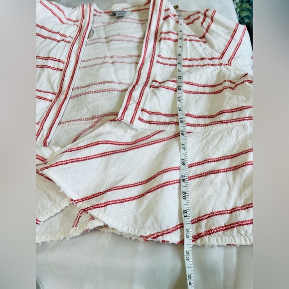 Tommy Bahama Linen Jacket Womens XL Marcella Stripe Bell Sleeve Pink - Picture 7 of 10